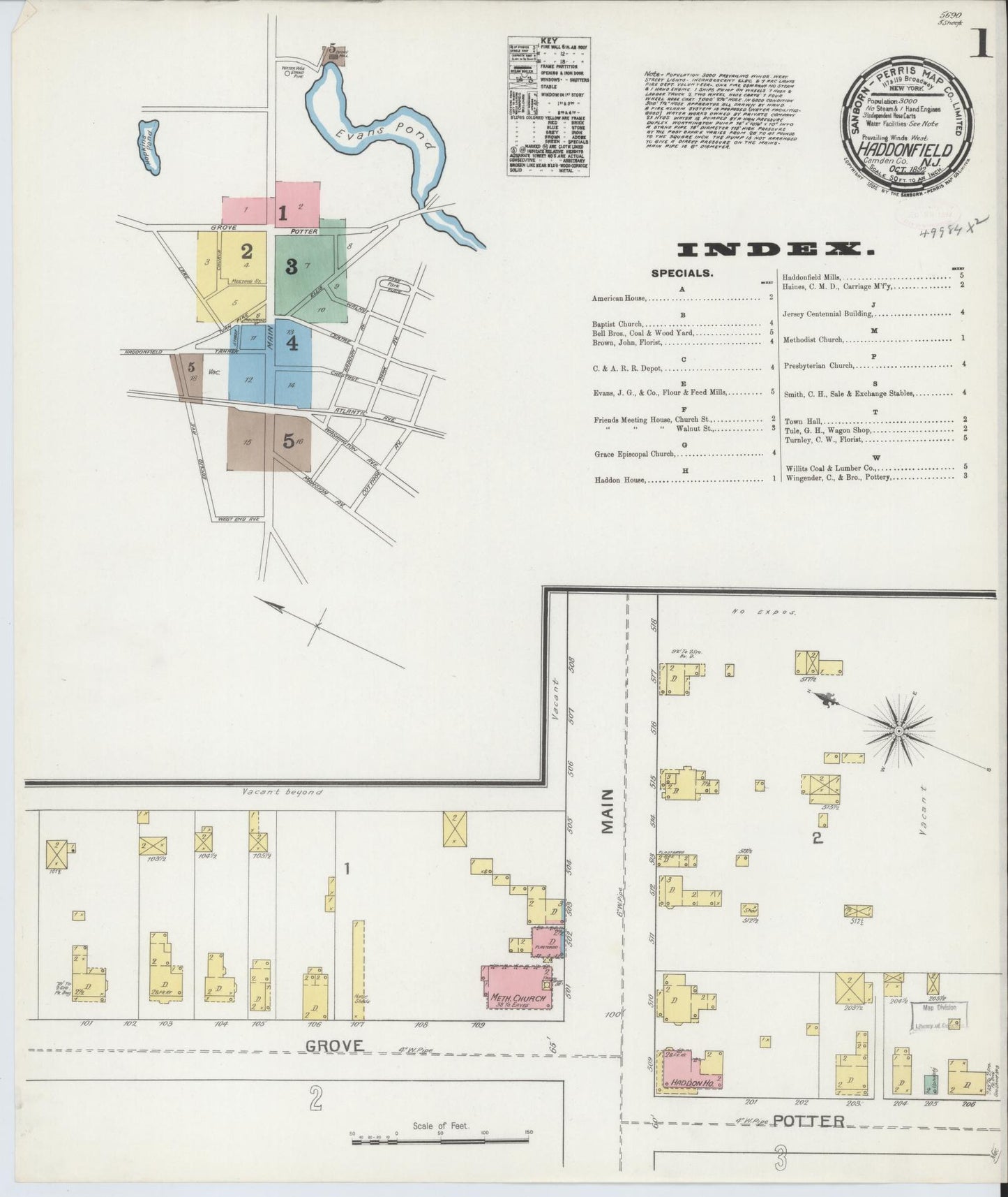 Sanborn Fire Insurance Map from Haddonfield, Camden County, New Jersey. (1892) – Historic Sanborn Fire Insurance Map Print