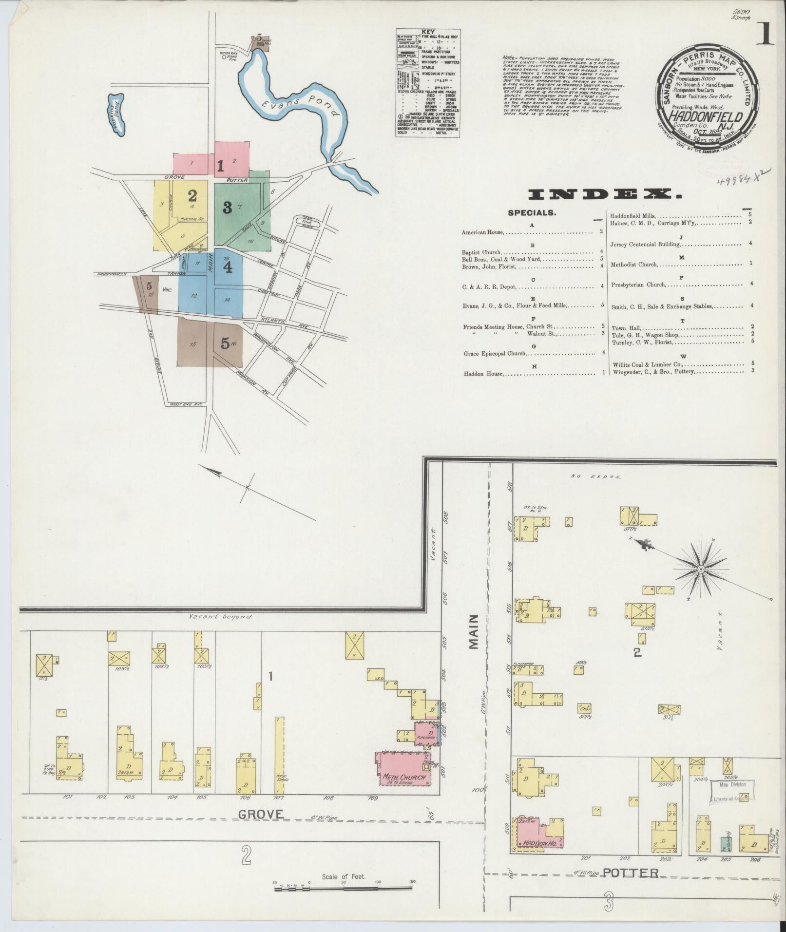 Sanborn Fire Insurance Map from Haddonfield, Camden County, New Jersey. (1892) – Historic Sanborn Fire Insurance Map Print