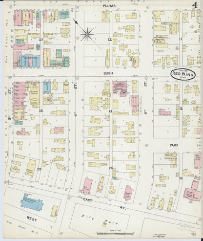 Sanborn Fire Insurance Map from Red Wing, Goodhue County, Minnesota (1891), Sheet #0004 - Complete Map Set gallery image, historic Sanborn map, vintage wall art, Minnesota Minnesota
