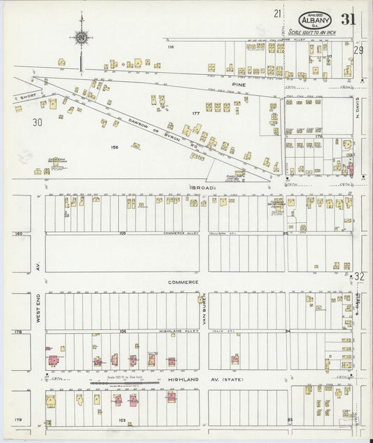 Sanborn Fire Insurance Map from Albany, Dougherty County, Georgia (1920), Sheet #0031 - Historic Sanborn Fire Insurance Map Print, vintage old map wall art, antique decor, genealogy gift, Georgia Georgia map