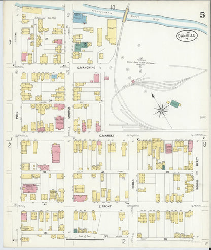 Sanborn Fire Insurance Map from Danville, Montour County, Pennsylvania (1907), Sheet #0005 - Complete Map Set gallery image, historic Sanborn map, vintage wall art, Pennsylvania Pennsylvania