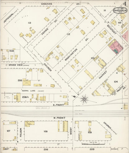 Sanborn Fire Insurance Map from Chehalis, Lewis County, Washington (1893), Sheet #0004 - Complete Map Set gallery image, historic Sanborn map, vintage wall art, Washington Washington
