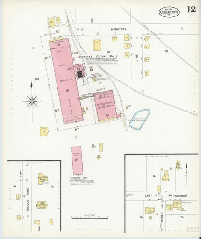 Sanborn Fire Insurance Map from Cedartown, Polk County, Georgia (1908), Sheet #0012 - Complete Map Set gallery image, historic Sanborn map, vintage wall art, Georgia Georgia