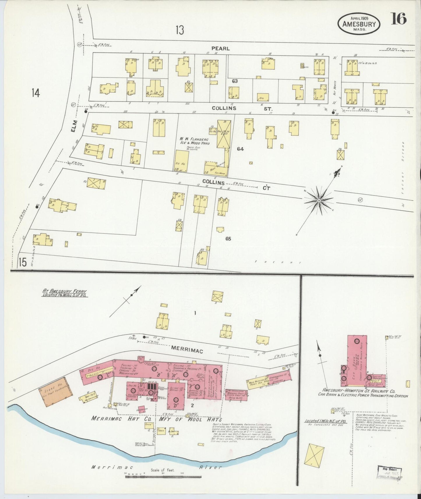 Sanborn Fire Insurance Map from Amesbury, Essex County, Massachusetts (1909), Sheet #0016 - Complete Map Set gallery image, historic Sanborn map, vintage wall art, Massachusetts Massachusetts