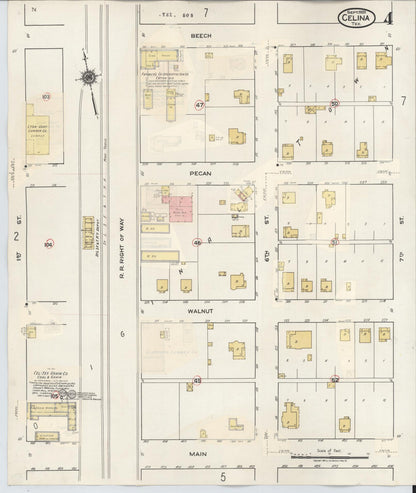 Sanborn Fire Insurance Map from Celina, Collin County, Texas (1944), Sheet #0004 - Historic Sanborn Fire Insurance Map Print, vintage old map wall art, antique decor, genealogy gift, Texas Texas map
