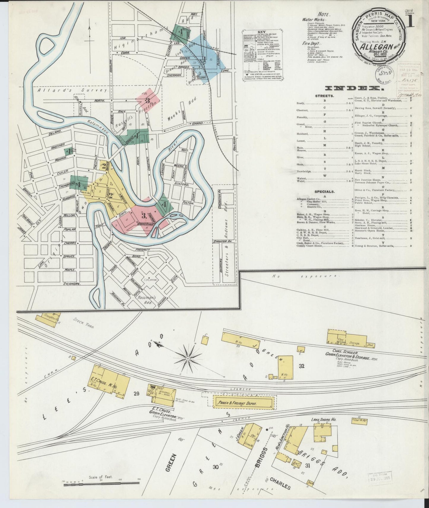 Sanborn Fire Insurance Map from Allegan, Allegan County, Michigan (1899), Sheet #0001 - Complete Map Set gallery image, historic Sanborn map, vintage wall art, Michigan Michigan