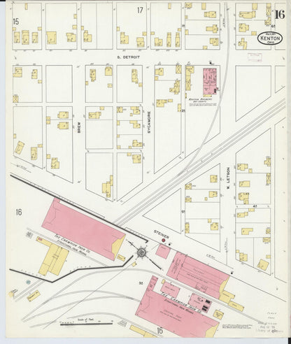 Sanborn Fire Insurance Map from Kenton, Hardin County, Ohio (1911), Sheet #0016 - Historic Sanborn Fire Insurance Map Print, vintage old map wall art, antique decor, genealogy gift, Ohio Ohio map