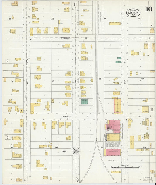 Sanborn Fire Insurance Map from Miami, Dade County, Florida (1906), Sheet #0010 - Historic Sanborn Fire Insurance Map Print, vintage old map wall art, antique decor, genealogy gift, Florida Florida map