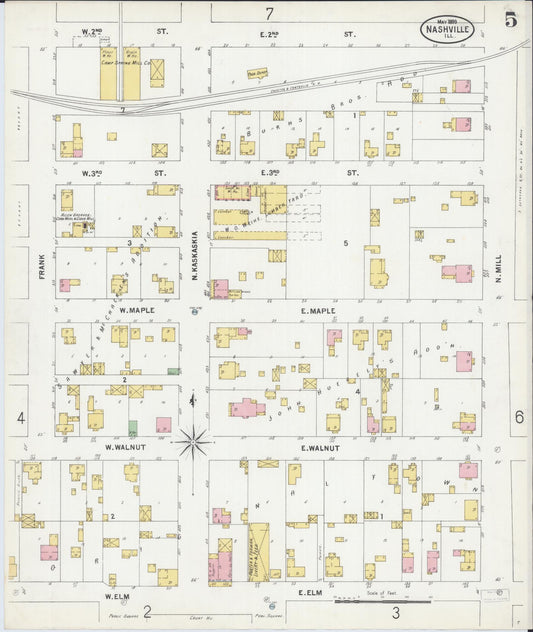 Sanborn Fire Insurance Map from Nashville, Washington County, Illinois (1899), Sheet #0005 - Historic Sanborn Fire Insurance Map Print, vintage old map wall art, antique decor, genealogy gift, Illinois Illinois map