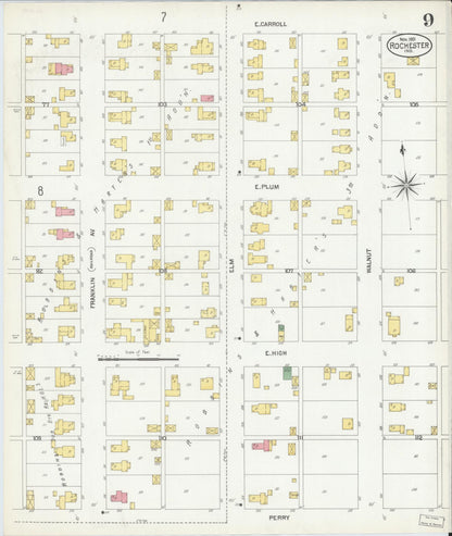 Sanborn Fire Insurance Map from Rochester, Fulton County, Indiana (1901), Sheet #0009 - Complete Map Set gallery image, historic Sanborn map, vintage wall art, Indiana Indiana