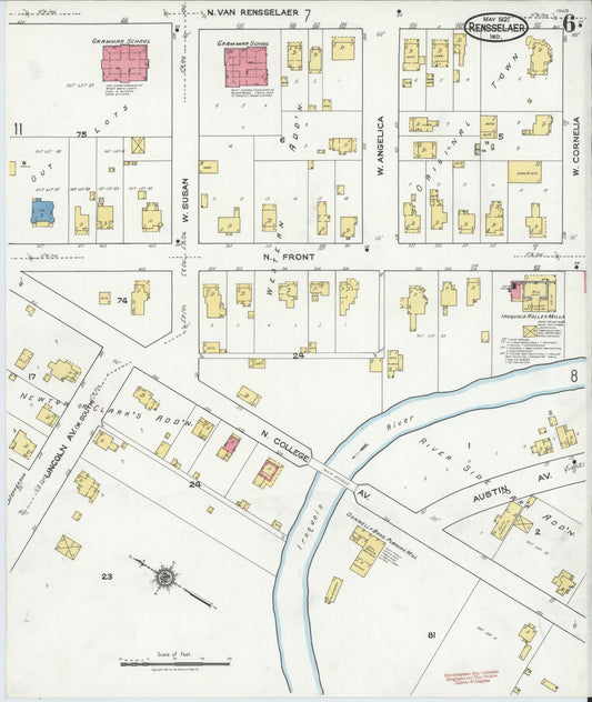 Sanborn Fire Insurance Map from Rensselaer, Jasper County, Indiana (1921), Sheet #0006 - Historic Sanborn Fire Insurance Map Print, vintage old map wall art, antique decor, genealogy gift, Indiana Indiana map