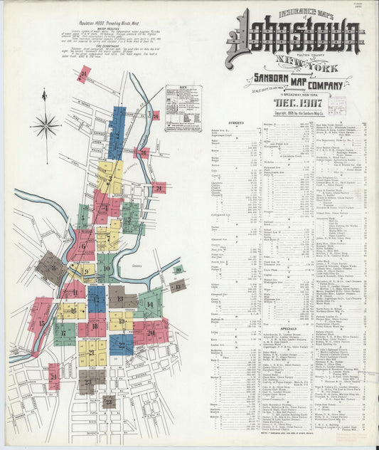 Sanborn Fire Insurance Map from Johnstown, Fulton County, New York. (1907) – Historic Sanborn Fire Insurance Map Print