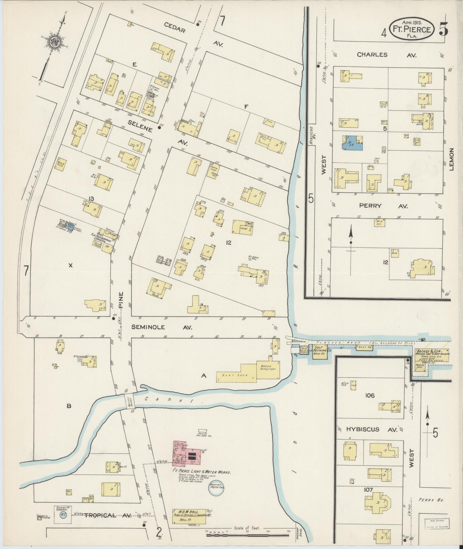 Sanborn Fire Insurance Map from Fort Pierce, St Lucie County, Florida (1915), Sheet #0005 - Complete Map Set gallery image, historic Sanborn map, vintage wall art, Florida Florida