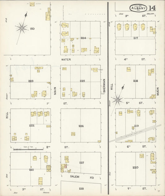 Sanborn Fire Insurance Map from Albany, Linn County, Oregon (1890), Sheet #0014 - Historic Sanborn Fire Insurance Map Print, vintage old map wall art, antique decor, genealogy gift, Oregon Oregon map