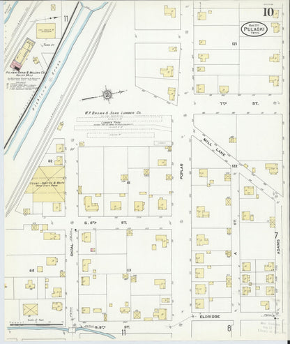 Sanborn Fire Insurance Map from Pulaski, Giles County, Tennessee (1910), Sheet #0010 - Complete Map Set gallery image, historic Sanborn map, vintage wall art, Tennessee Tennessee