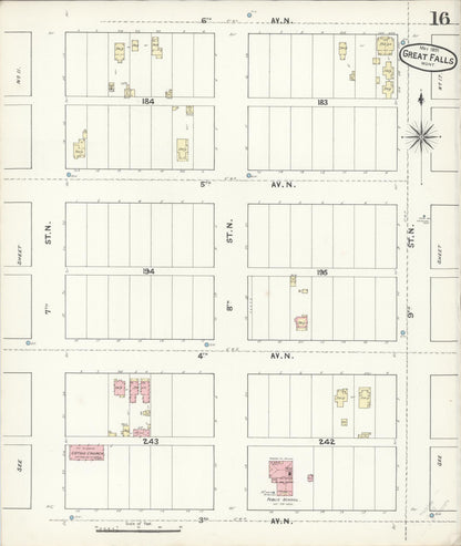 Sanborn Fire Insurance Map from Great Falls, Cascade County, Montana (1891), Sheet #0016 - Complete Map Set gallery image, historic Sanborn map, vintage wall art, Montana Montana
