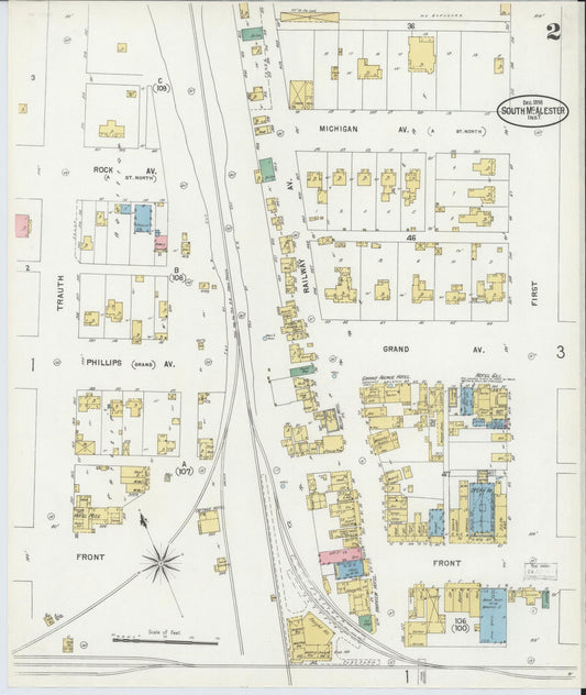 Sanborn Fire Insurance Map from South McAlester, Pittsburg County, Oklahoma (1898), Sheet #0002 - Historic Sanborn Fire Insurance Map Print, vintage old map wall art, antique decor, genealogy gift, Oklahoma Oklahoma map