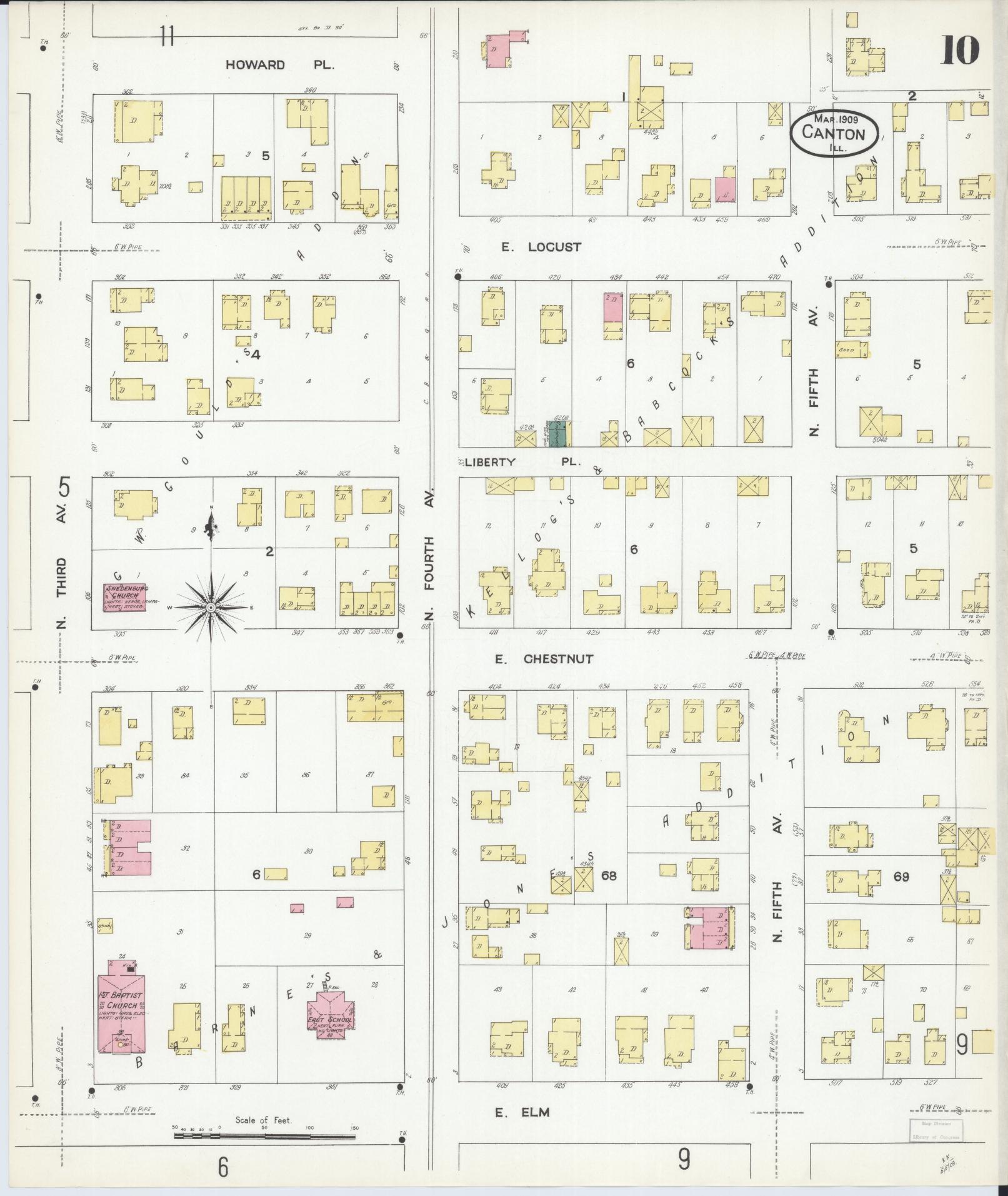 Sanborn Fire Insurance Map from Canton, Fulton County, Illinois (1909), Sheet #0010 - Complete Map Set gallery image, historic Sanborn map, vintage wall art, Illinois Illinois