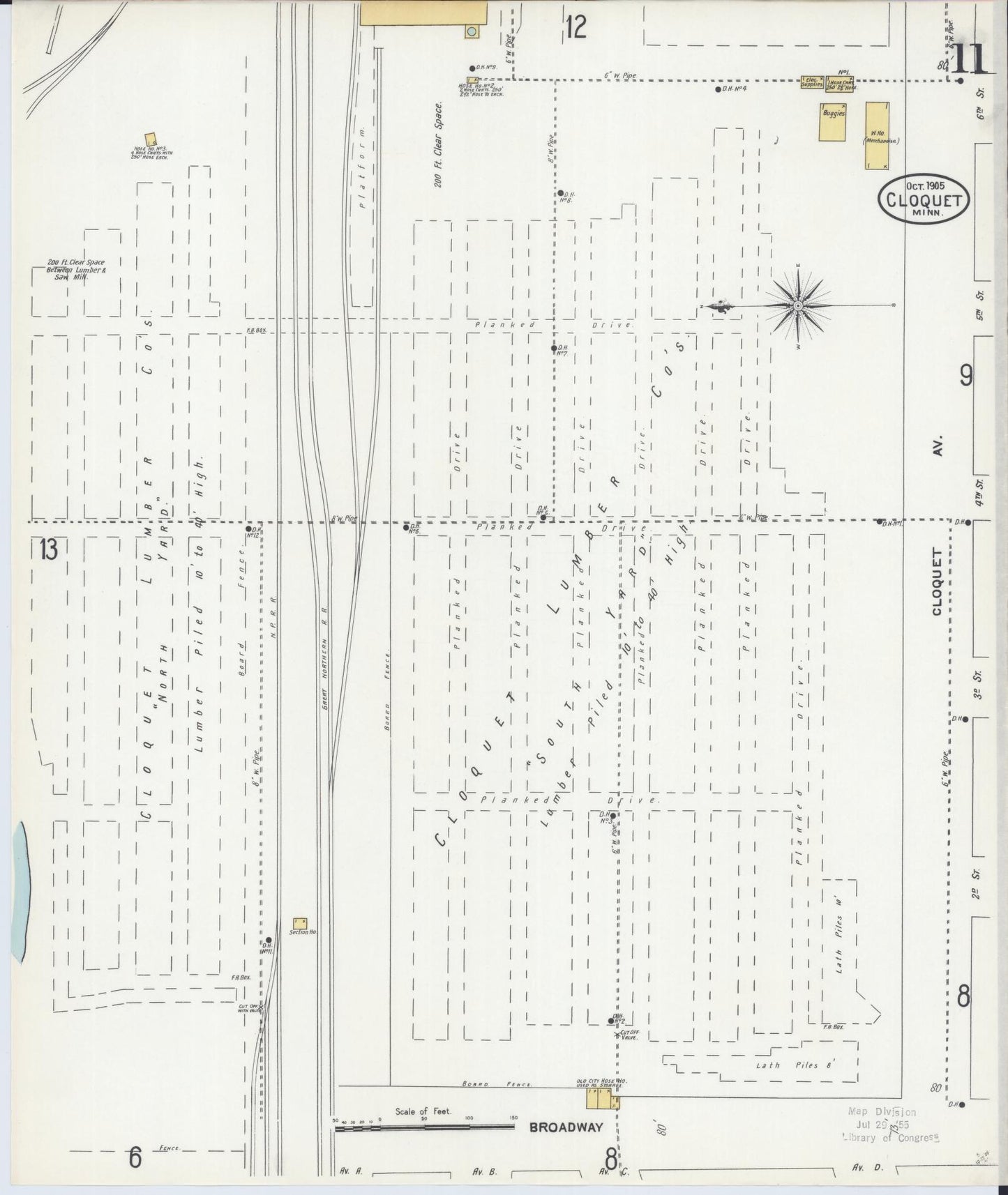 Sanborn Fire Insurance Map from Cloquet, Carlton County, Minnesota (1905), Sheet #0011 - Historic Sanborn Fire Insurance Map Print, vintage old map wall art, antique decor, genealogy gift, Minnesota Minnesota map