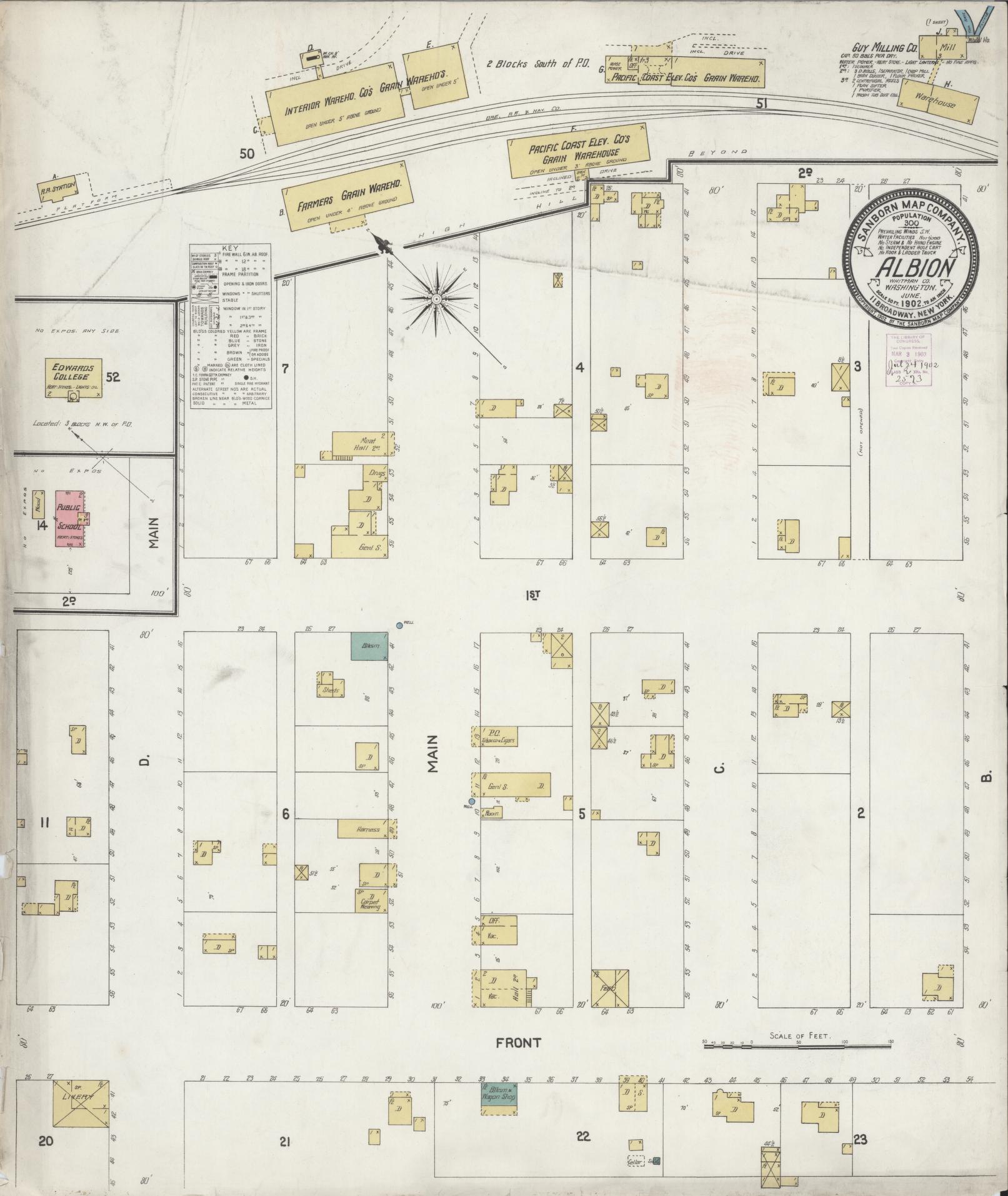 Sanborn Fire Insurance Map from Albion, Whitman County, Washington. (1902) – Historic Sanborn Fire Insurance Map Print