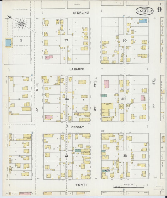 Sanborn Fire Insurance Map from La Salle, La Salle County, Illinois (1892), Sheet #0009 - Historic Sanborn Fire Insurance Map Print, vintage old map wall art, antique decor, genealogy gift, Illinois Illinois map