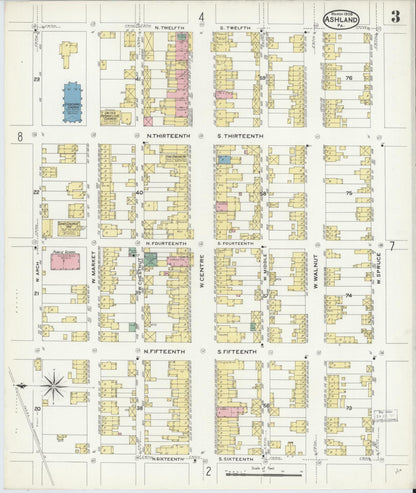 Sanborn Fire Insurance Map from Ashland, Schuylkill County, Pennsylvania (1908), Sheet #0003 - Complete Map Set gallery image, historic Sanborn map, vintage wall art, Pennsylvania Pennsylvania