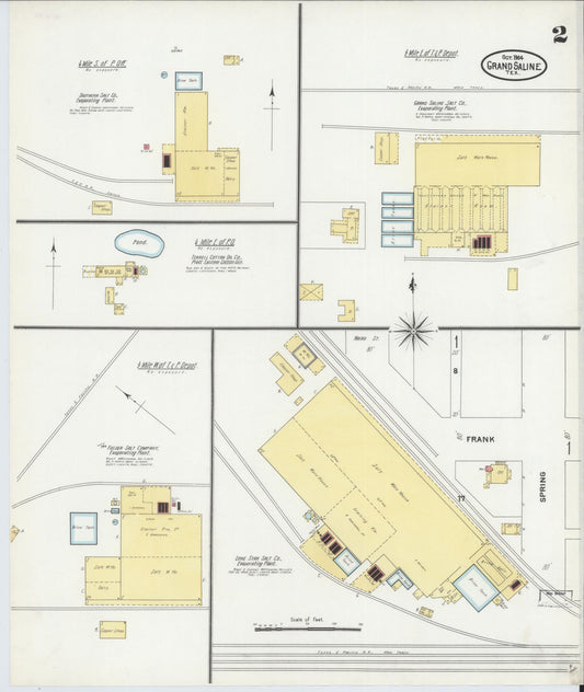 Sanborn Fire Insurance Map from Grand Saline, Van Zandt County, Texas (1904), Sheet #0002 - Historic Sanborn Fire Insurance Map Print, vintage old map wall art, antique decor, genealogy gift, Texas Texas map