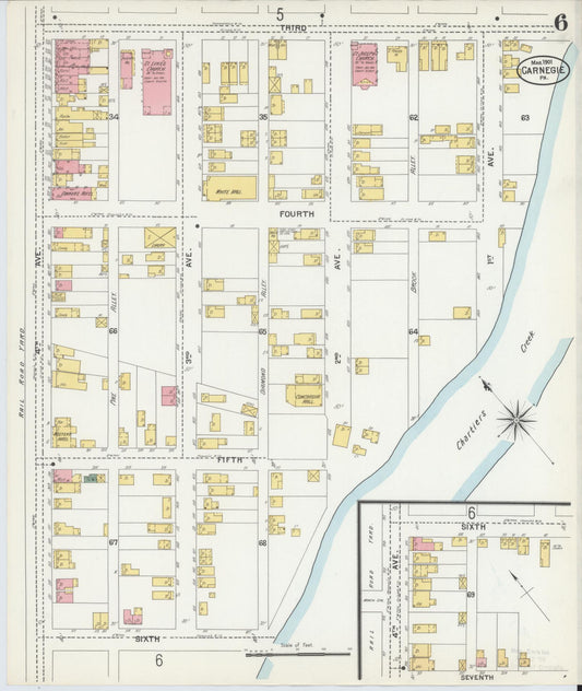 Sanborn Fire Insurance Map from Carnegie, Allegheny County, Pennsylvania (1901), Sheet #0006 - Historic Sanborn Fire Insurance Map Print, vintage old map wall art, antique decor, genealogy gift, Pennsylvania Pennsylvania map