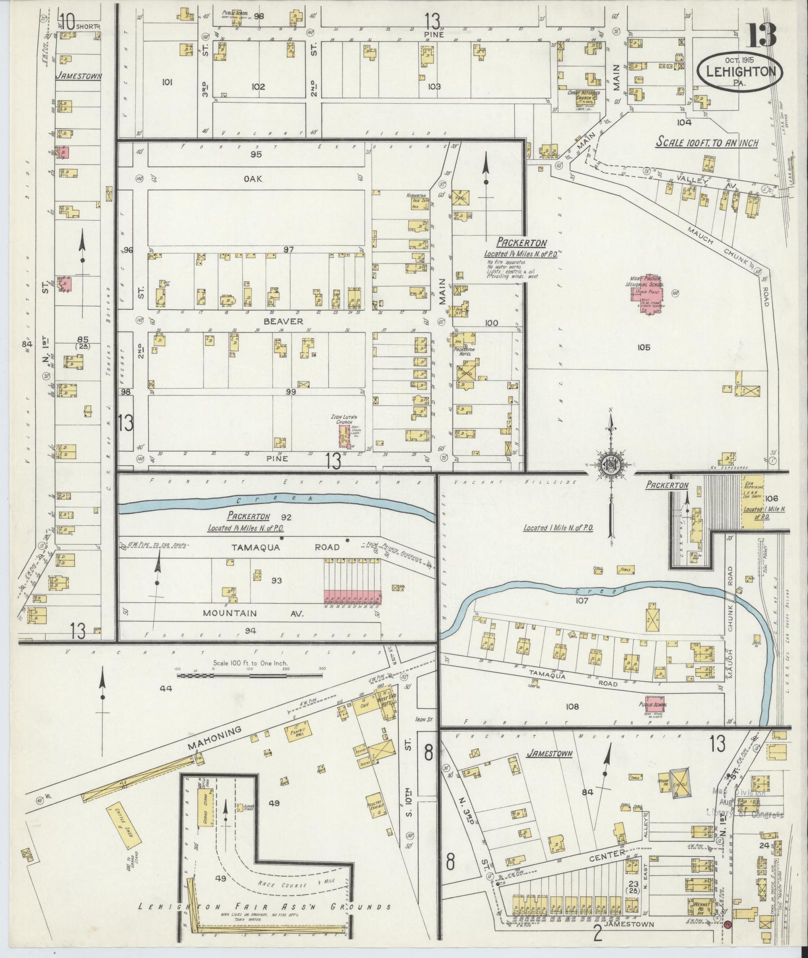 Sanborn Fire Insurance Map from Lehighton, Carbon County, Pennsylvania (1915), Sheet #0013 - Complete Map Set gallery image, historic Sanborn map, vintage wall art, Pennsylvania Pennsylvania