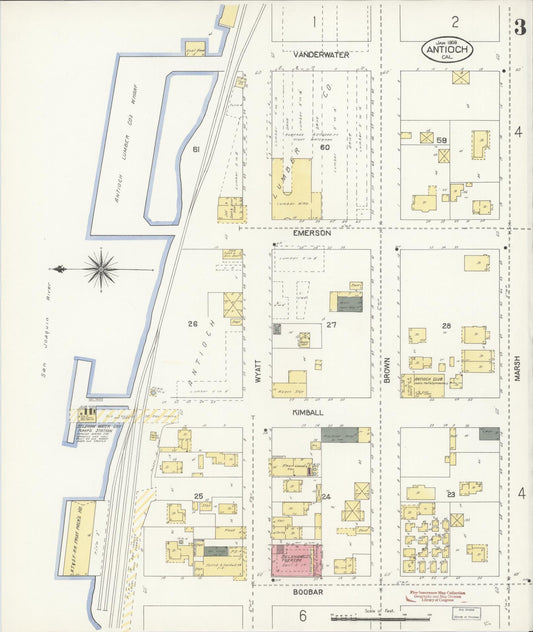 Sanborn Fire Insurance Map from Antioch, Contra Costa County, California (1908), Sheet #0003 - Historic Sanborn Fire Insurance Map Print, vintage old map wall art, antique decor, genealogy gift, California California map