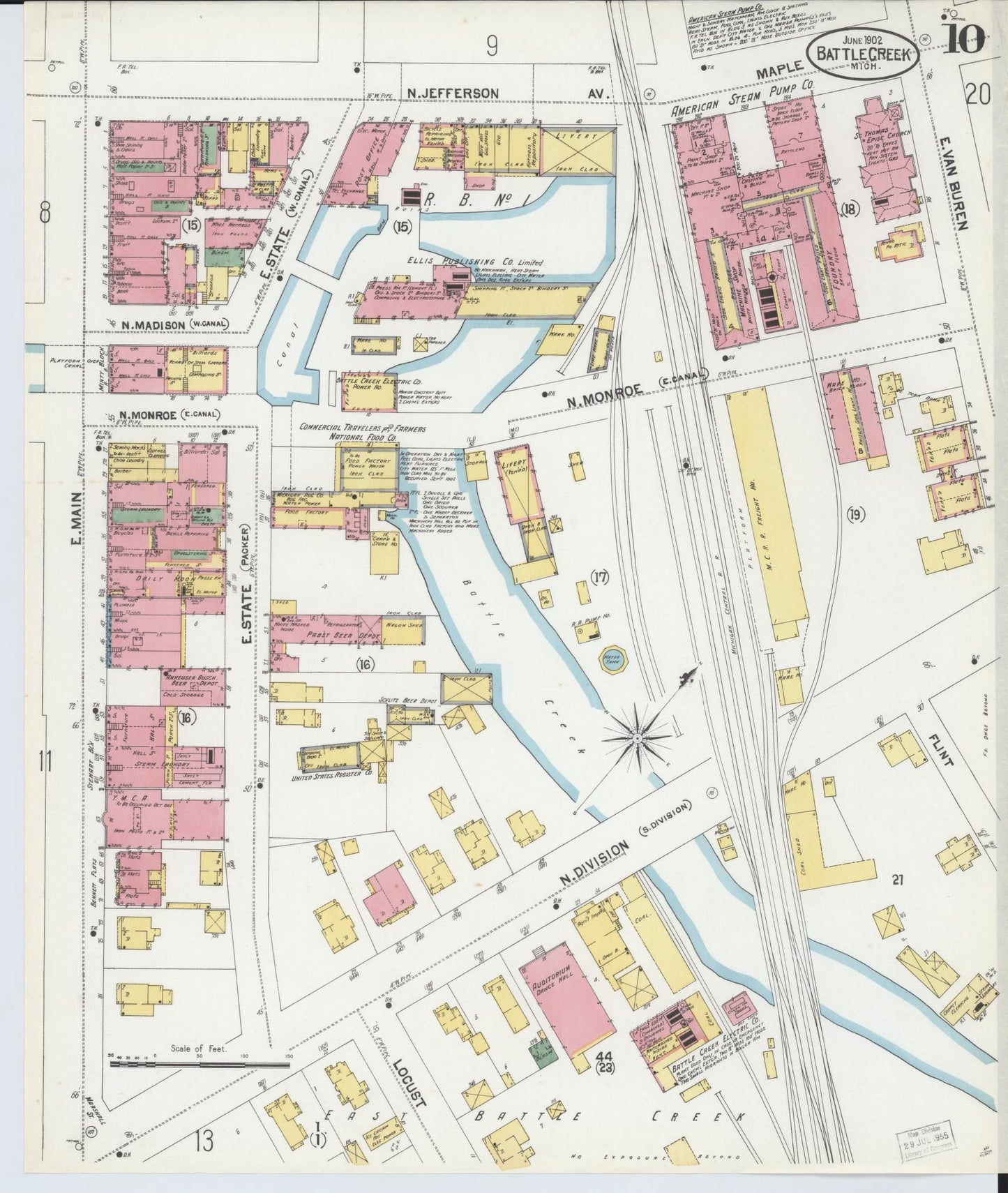 Sanborn Fire Insurance Map from Battle Creek, Calhoun County, Michigan (1902), Sheet #0010 - Complete Map Set gallery image, historic Sanborn map, vintage wall art, Michigan Michigan