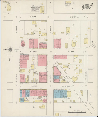 Sanborn Fire Insurance Map from Benton, Saline County, Arkansas (1915), Sheet #0005 - Complete Map Set gallery image, historic Sanborn map, vintage wall art, Arkansas Arkansas