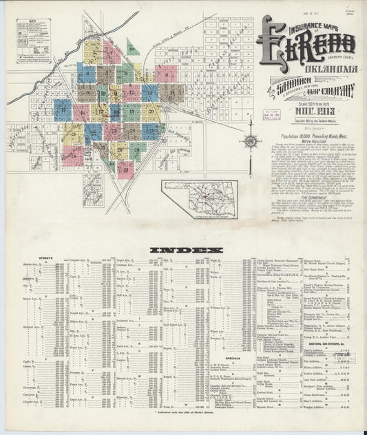 Sanborn Fire Insurance Map from El Reno, Canadian County, Oklahoma. (1913) – Historic Sanborn Fire Insurance Map Print