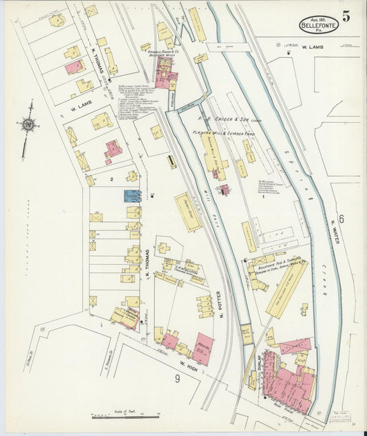 Sanborn Fire Insurance Map from Bellefonte, Centre County, Pennsylvania (1911), Sheet #0005 - Historic Sanborn Fire Insurance Map Print, vintage old map wall art, antique decor, genealogy gift, Pennsylvania Pennsylvania map