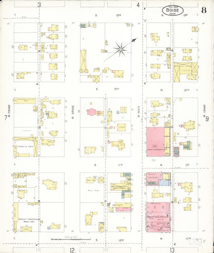 Sanborn Fire Insurance Map from Boise, Ada County, Idaho (1903), Sheet #0008 - Complete Map Set gallery image, historic Sanborn map, vintage wall art, Idaho Idaho