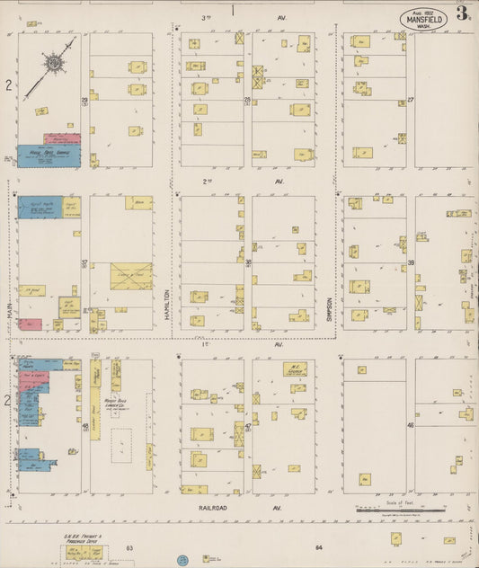 Sanborn Fire Insurance Map from Mansfield, Douglas County, Washington (1922), Sheet #0003 - Historic Sanborn Fire Insurance Map Print, vintage old map wall art, antique decor, genealogy gift, Washington Washington map
