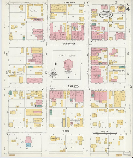 Sanborn Fire Insurance Map from Covington, Fountain County, Indiana (1905), Sheet #0004 - Historic Sanborn Fire Insurance Map Print, vintage old map wall art, antique decor, genealogy gift, Indiana Indiana map