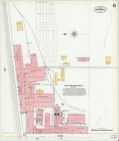 Sanborn Fire Insurance Map from Mishawaka, Saint Joseph County, Indiana (1901), Sheet #0006 - Complete Map Set gallery image, historic Sanborn map, vintage wall art, Indiana Indiana