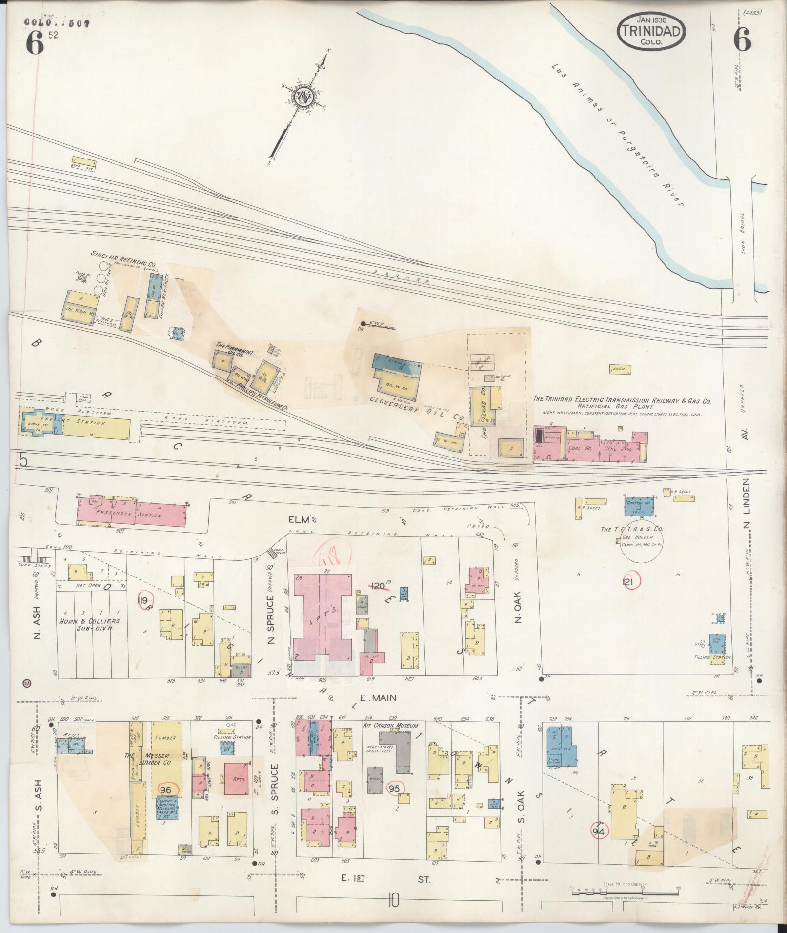 Sanborn Fire Insurance Map from Trinidad, Las Animas County, Colorado (1948), Sheet #0006 - Complete Map Set gallery image, historic Sanborn map, vintage wall art, Colorado Colorado
