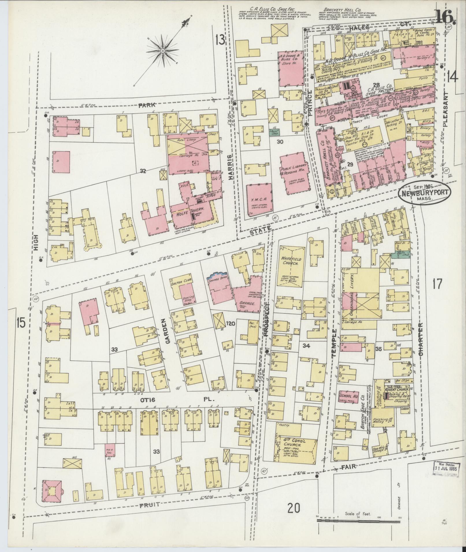 Sanborn Fire Insurance Map from Newburyport, Essex County, Massachusetts (1906), Sheet #0016 - Complete Map Set gallery image, historic Sanborn map, vintage wall art, Massachusetts Massachusetts