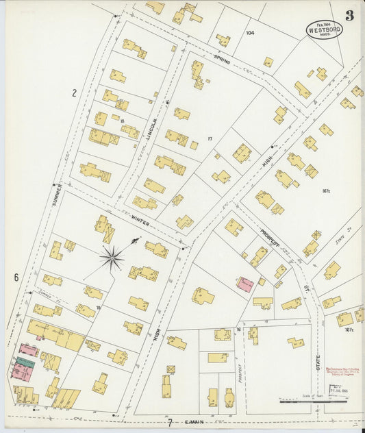 Sanborn Fire Insurance Map from Westboro, Worcester County, Massachusetts (1904), Sheet #0003 - Historic Sanborn Fire Insurance Map Print, vintage old map wall art, antique decor, genealogy gift, Massachusetts Massachusetts map
