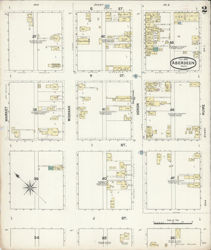 Sanborn Fire Insurance Map from Aberdeen, Grays Harbor County, Washington (1890), Sheet #0002 - Complete Map Set gallery image, historic Sanborn map, vintage wall art, Washington Washington