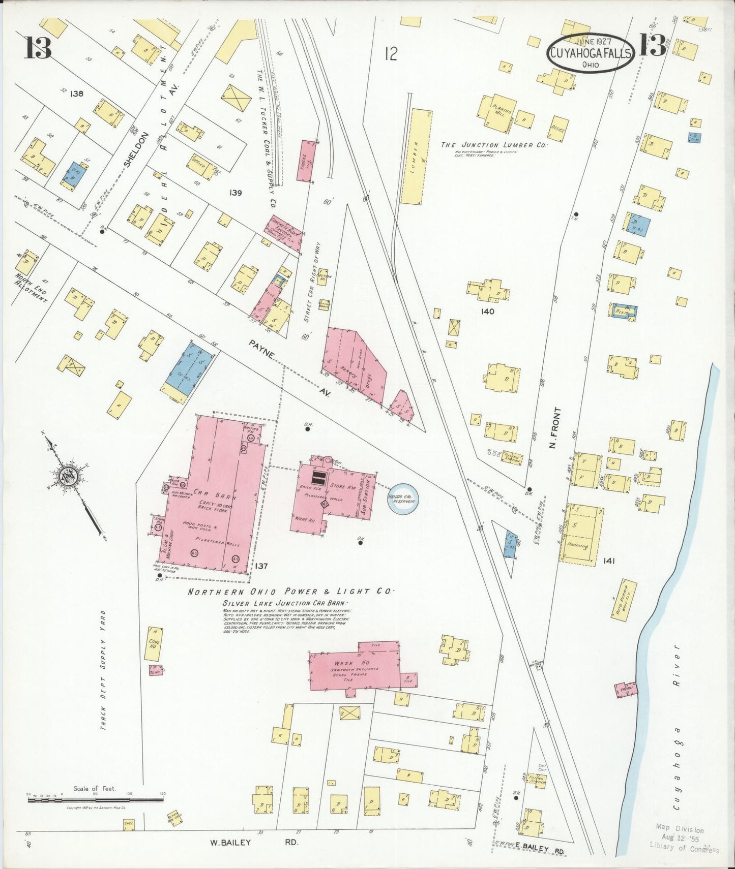 Sanborn Fire Insurance Map from Cuyahoga Falls, Summit County, Ohio (1927), Sheet #0013 - Complete Map Set gallery image, historic Sanborn map, vintage wall art, Ohio Ohio