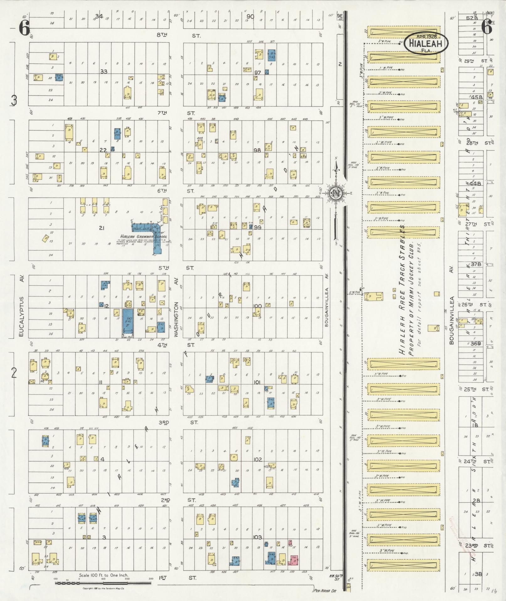 Sanborn Fire Insurance Map from Hialeah, Dade County, Florida (1926), Sheet #0006 - Complete Map Set gallery image, historic Sanborn map, vintage wall art, Florida Florida
