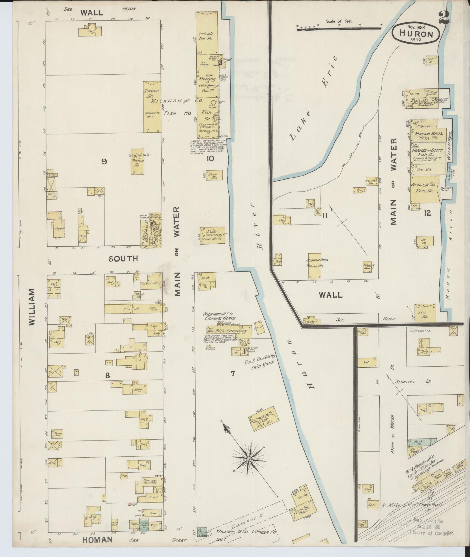 Sanborn Fire Insurance Map from Huron, Erie County, Ohio (1888), Sheet #0002 - Historic Sanborn Fire Insurance Map Print, vintage old map wall art, antique decor, genealogy gift, Ohio Ohio map