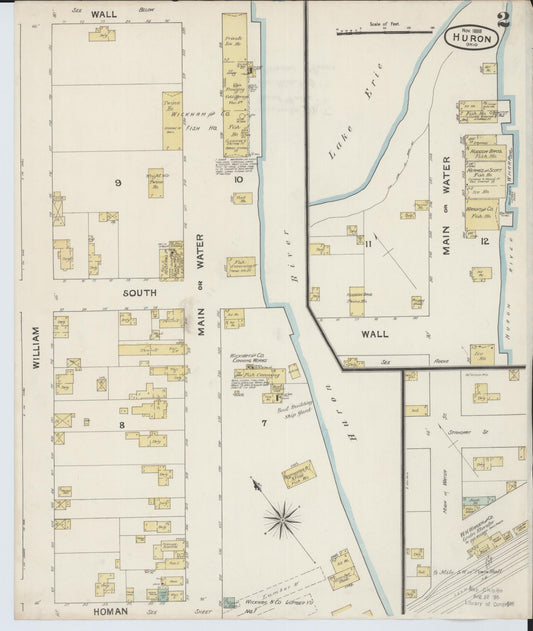 Sanborn Fire Insurance Map from Huron, Erie County, Ohio (1888), Sheet #0002 - Historic Sanborn Fire Insurance Map Print, vintage old map wall art, antique decor, genealogy gift, Ohio Ohio map