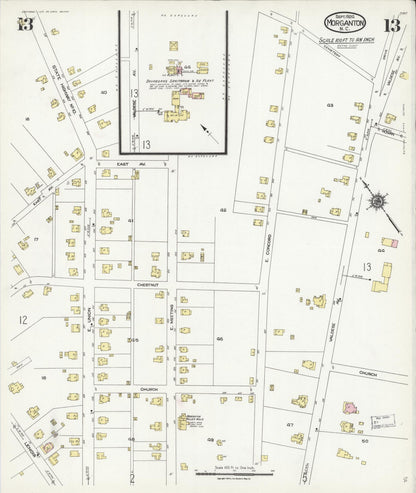 Sanborn Fire Insurance Map from Morganton, Burke County, North Carolina (1924), Sheet #0013 - Complete Map Set gallery image, historic Sanborn map, vintage wall art, North Carolina North Carolina
