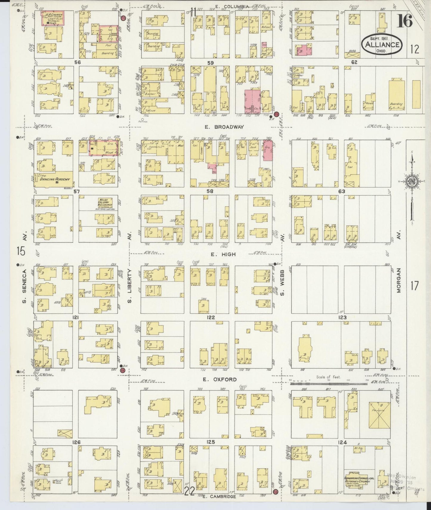 Sanborn Fire Insurance Map from Alliance, Stark County, Ohio (1911), Sheet #0016 - Historic Sanborn Fire Insurance Map Print, vintage old map wall art, antique decor, genealogy gift, Ohio Ohio map