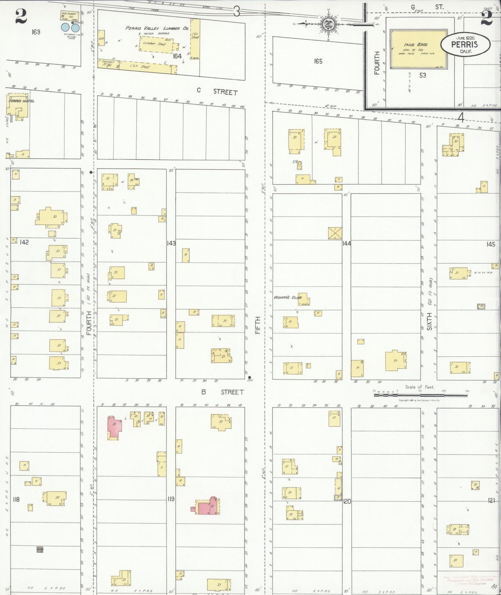Sanborn Fire Insurance Map from Perris, Riverside County, California (1926), Sheet #0002 - Complete Map Set gallery image, historic Sanborn map, vintage wall art, California California