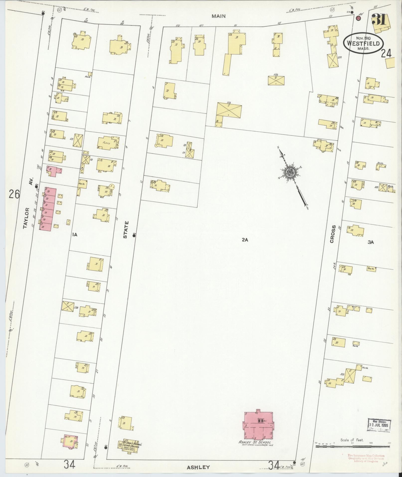 Sanborn Fire Insurance Map from Westfield, Hampden County, Massachusetts (1910), Sheet #0031 - Complete Map Set gallery image, historic Sanborn map, vintage wall art, Massachusetts Massachusetts
